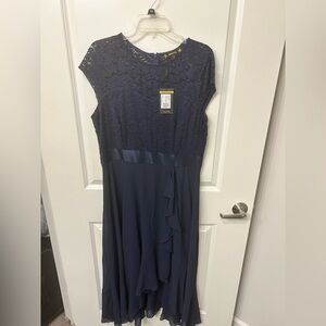 Miusol Navy High Low Lace Dress